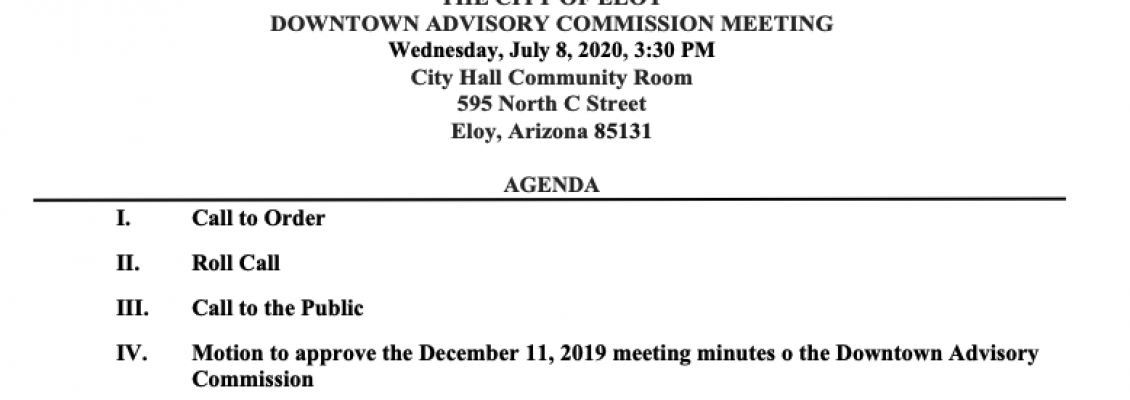 Downtown Advisory Commission Meeting / Dust Bowl Estimate Update