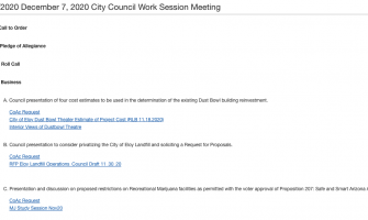 Council presentation of four cost estimates to be used in the determination of the existing Dust Bowl building reinvestment